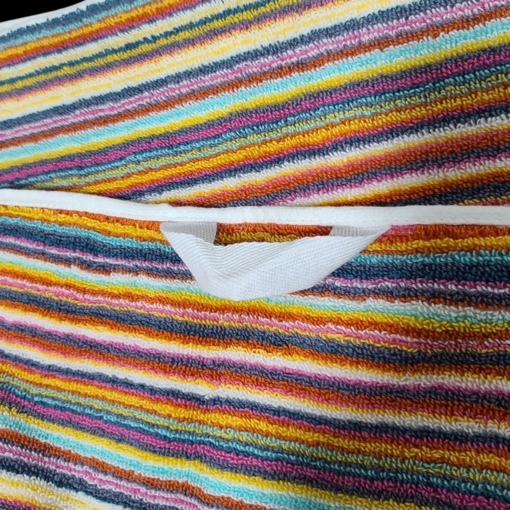 2pc Rachel Zoe Cotton Rainbow Striped Multicolored Bath Sheet / Beach Towel Set - Picture 3 of 5